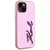 KARL LAGERFELD Wrinkled Metal Signature cover posteriore per Apple iPhone 15, rosa