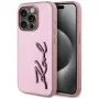 Karl Lagerfeld Wrinkled Metal Signature custodia per iPhone 15 Pro, rosa