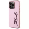 Karl Lagerfeld Wrinkled Metal Signature custodia per iPhone 15 Pro, rosa