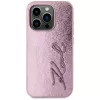 Karl Lagerfeld Wrinkled Metal Signature custodia per iPhone 15 Pro, rosa