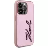 Karl Lagerfeld Wrinkled Metal Signature custodia per iPhone 15 Pro, rosa