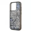 KARL LAGERFELD Liquid Glitter Monogram Gradient cover posteriore per Apple iPhone 15 Pro, nero