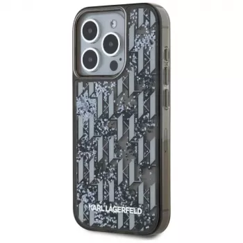 Karl Lagerfeld Liquid Glitter Monogram Gradient custodia per iPhone 15 Pro Max, nero