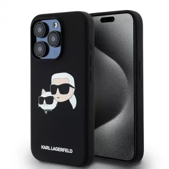 Karl Lagerfeld KLHMP15LSKCHPPLK iPhone 15 Pro 6,1 nero custodia rigida in silicone Karl & Choupette MagSafe