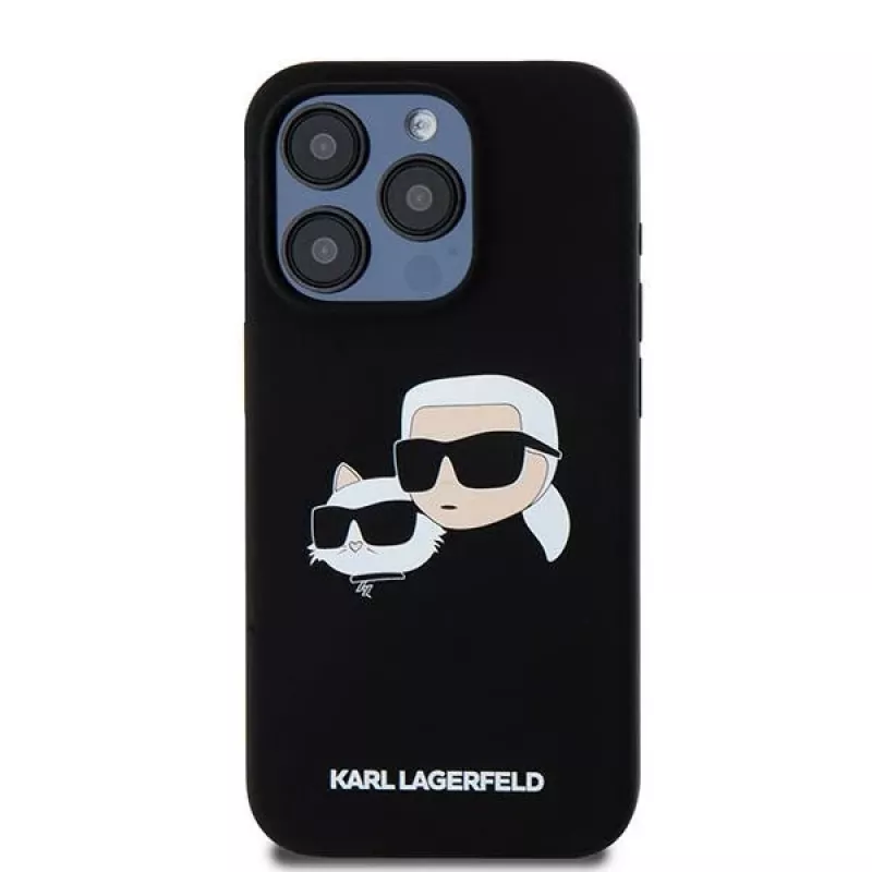 Karl Lagerfeld KLHMP15LSKCHPPLK iPhone 15 Pro 6,1 nero custodia rigida in silicone Karl & Choupette MagSafe
