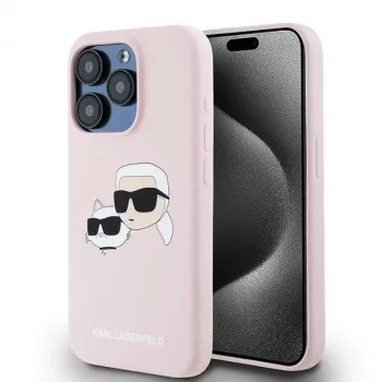 Karl Lagerfeld KLHMP15LSKCHPPLP iPhone 15 Pro 6.1 rosa custodia rigida silicone Karl & Choupette MagSafe