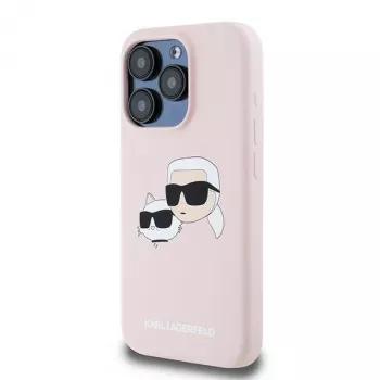 Karl Lagerfeld KLHMP15LSKCHPPLP iPhone 15 Pro 6.1 rosa custodia rigida silicone Karl & Choupette MagSafe
