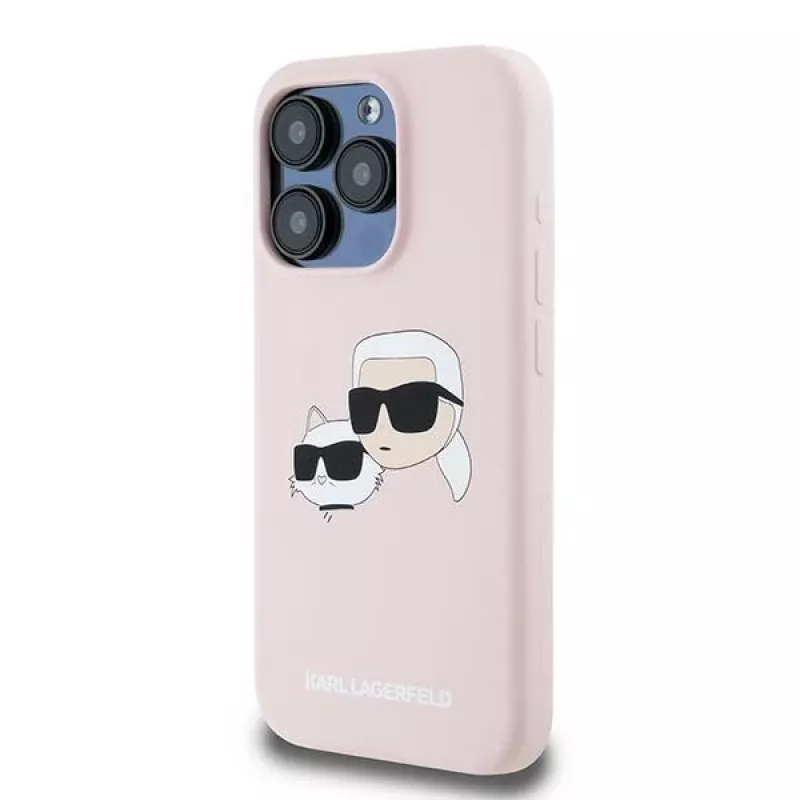 Karl Lagerfeld KLHMP15LSKCHPPLP iPhone 15 Pro 6.1 rosa custodia rigida silicone Karl & Choupette MagSafe