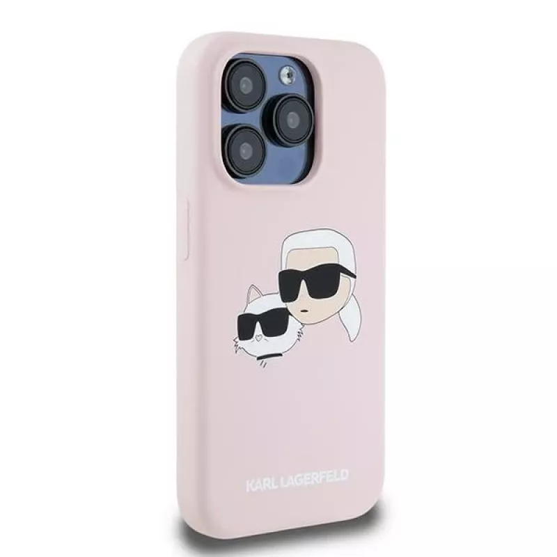 Karl Lagerfeld KLHMP15LSKCHPPLP iPhone 15 Pro 6.1 rosa custodia rigida silicone Karl & Choupette MagSafe