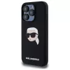Karl Lagerfeld KLHMP15LSKHPPLK iPhone 15 Pro 6.1 nero custodia rigida silicone stampa testa Karl MagSafe