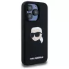 Karl Lagerfeld KLHMP15LSKHPPLK iPhone 15 Pro 6.1 nero custodia rigida silicone stampa testa Karl MagSafe