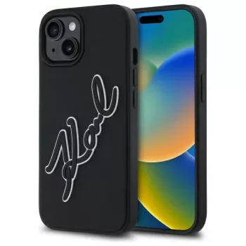 Karl Lagerfeld KLHCP15S3DRKSDLK iPhone 15 6,1 pollici nero custodia rigida 3D gomma Signature