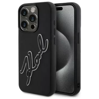 Karl Lagerfeld KLHCP15L3DRKSDLK iPhone 15 Pro 6.1 nero custodia rigida 3D gomma Signature