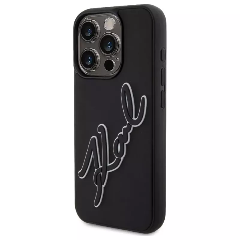 Karl Lagerfeld KLHCP15L3DRKSDLK iPhone 15 Pro 6.1 nero custodia rigida 3D gomma Signature