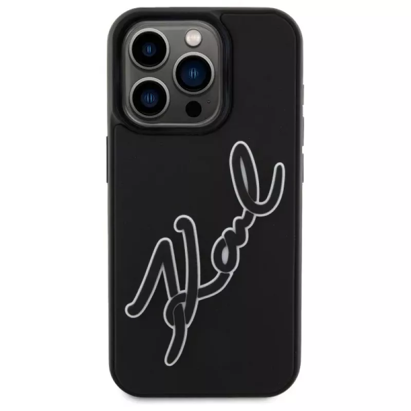Karl Lagerfeld KLHCP15L3DRKSDLK iPhone 15 Pro 6.1 nero custodia rigida 3D gomma Signature