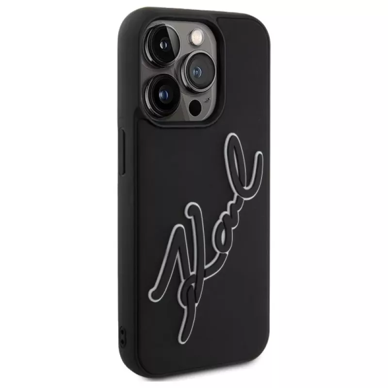 Karl Lagerfeld KLHCP15L3DRKSDLK iPhone 15 Pro 6.1 nero custodia rigida 3D gomma Signature