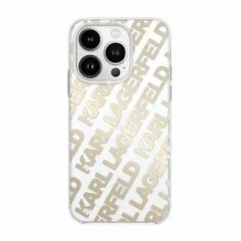 Karl Lagerfeld KLHCP15XHKFOEMD custodia rigida per Apple iPhone 15 Pro Max, oro, IML FulloverLogo