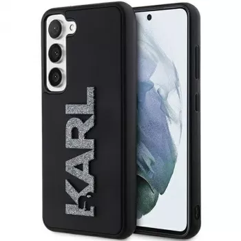 Karl Lagerfeld KLHCS24S3DMBKCK custodia rigida per Samsung Galaxy S24, nero, 3D gomma glitter logo