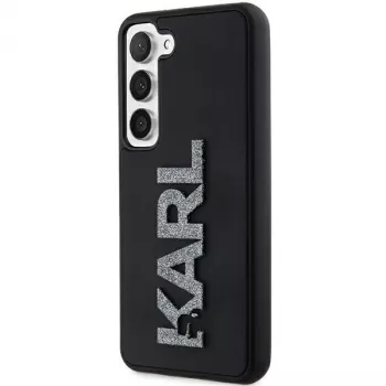 Karl Lagerfeld KLHCS24S3DMBKCK custodia rigida per Samsung Galaxy S24, nero, 3D gomma glitter logo