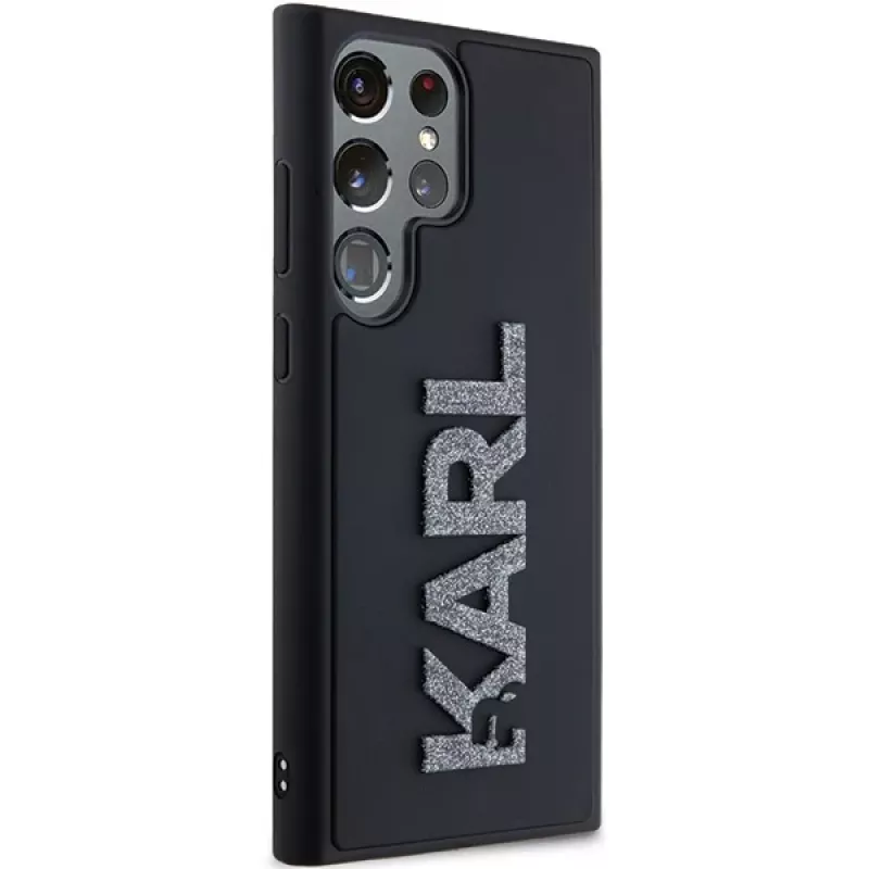 Karl Lagerfeld KLHCS24L3DMBKCK Samsung Galaxy S24 Ultra custodia rigida nero 3D gomma glitter logo