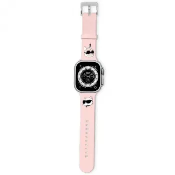 Karl Lagerfeld cinturino 3D gomma teste Karl & Choupette per Apple Watch 42/44/45/49mm rosa