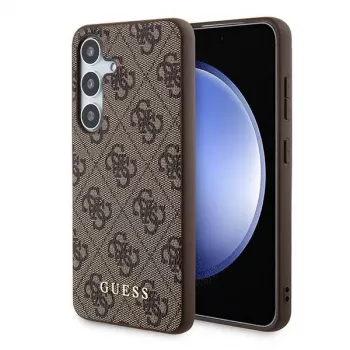 Guess GUOHCSA35G4GFBR A35 custodia rigida 4G logo oro metallico per Samsung Galaxy A35 - marrone