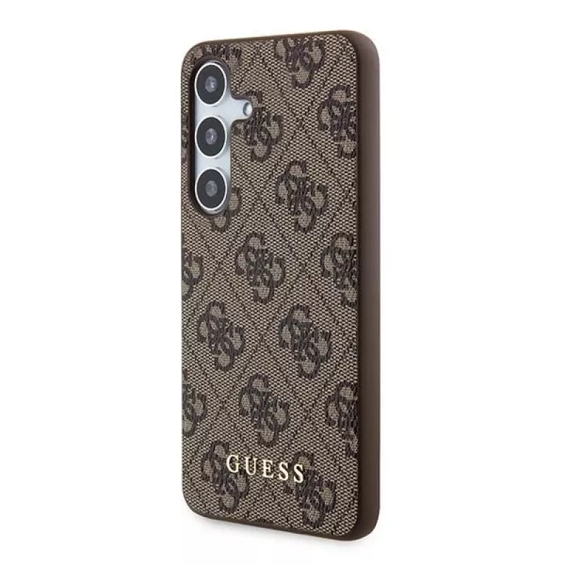 Guess GUOHCSA35G4GFBR A35 custodia rigida 4G logo oro metallico per Samsung Galaxy A35 - marrone