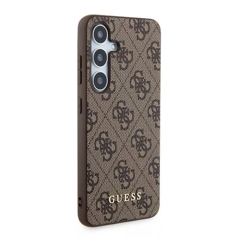Guess GUOHCSA35G4GFBR A35 custodia rigida 4G logo oro metallico per Samsung Galaxy A35 - marrone