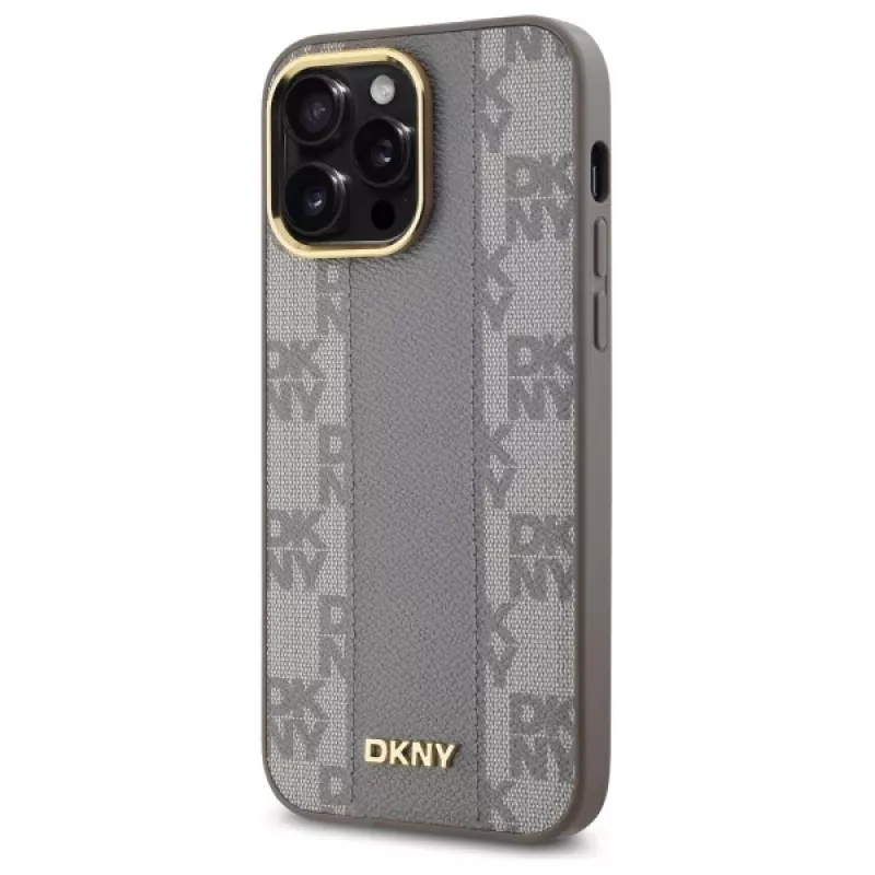 DKNY DKHMP14XPCPVSLE iPhone 14 Pro Max 6,7 pollici custodia rigida pelle scozzese Mono MagSafe beige