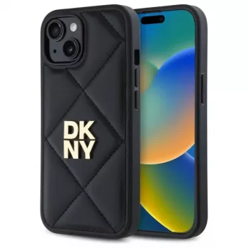 DKNY DKHCP14SPQDSLK cover posteriore Quilted Stack Logo per Apple iPhone 14 6,1 pollici nero
