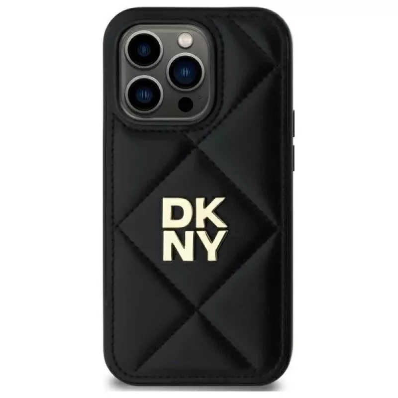 DKNY DKHCP14LPQDSLK cover posteriore Quilted Stack Logo per Apple iPhone 14 Pro 6,1 pollici nero