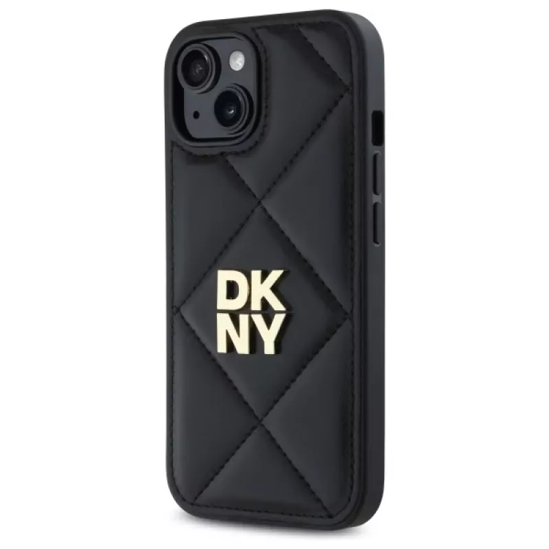 DKNY DKHCP15SPQDSLK cover posteriore Quilted Stack Logo per Apple iPhone 15 6,1 pollici nero