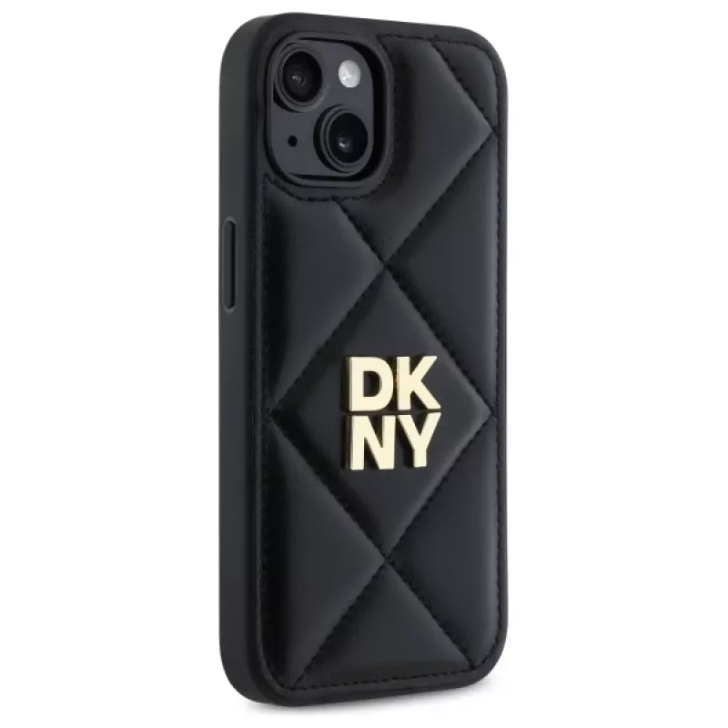 DKNY DKHCP15SPQDSLK cover posteriore Quilted Stack Logo per Apple iPhone 15 6,1 pollici nero