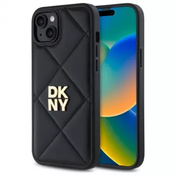 DKNY DKHCP15MPQDSLK cover Quilted Stack Logo per iPhone 15 Plus 6,7 pollici nero
