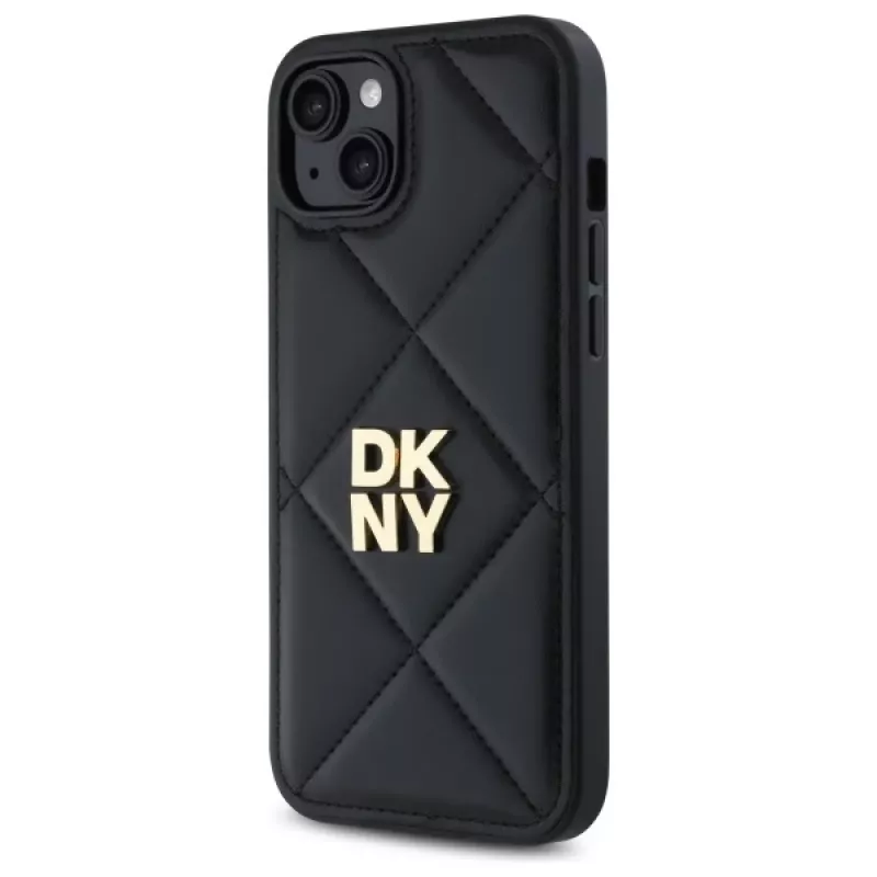 DKNY DKHCP15MPQDSLK cover Quilted Stack Logo per iPhone 15 Plus 6,7 pollici nero