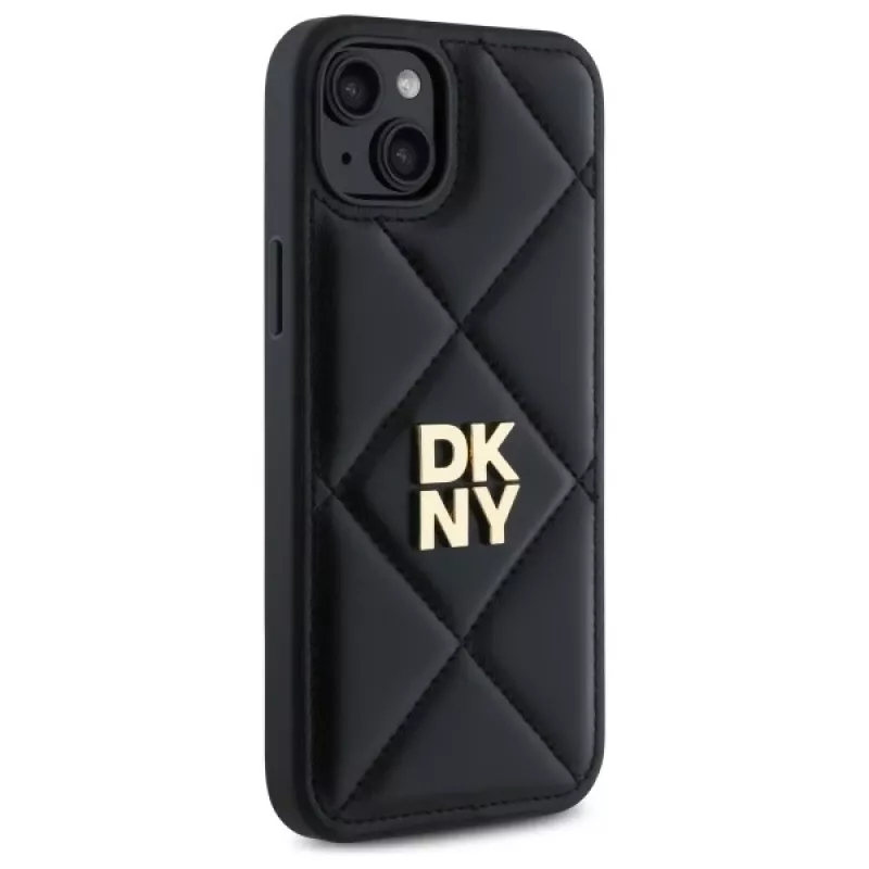 DKNY DKHCP15MPQDSLK cover Quilted Stack Logo per iPhone 15 Plus 6,7 pollici nero