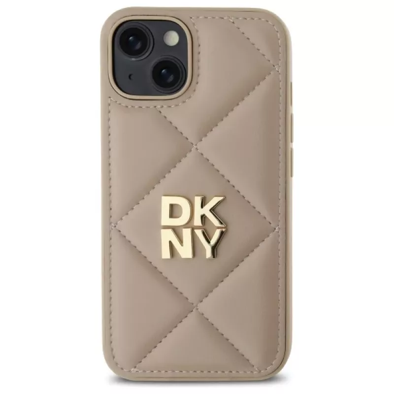 DKNY DKHCP14SPQDSLE cover Quilted Stack Logo per Apple iPhone 14 6,1 pollici beige