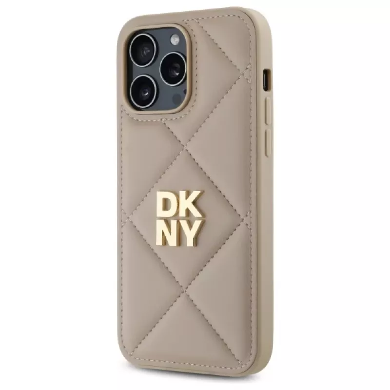 DKNY DKHCP14LPQDSLE cover posteriore Quilted Stack Logo per iPhone 14 Pro 6,1 pollici - beige