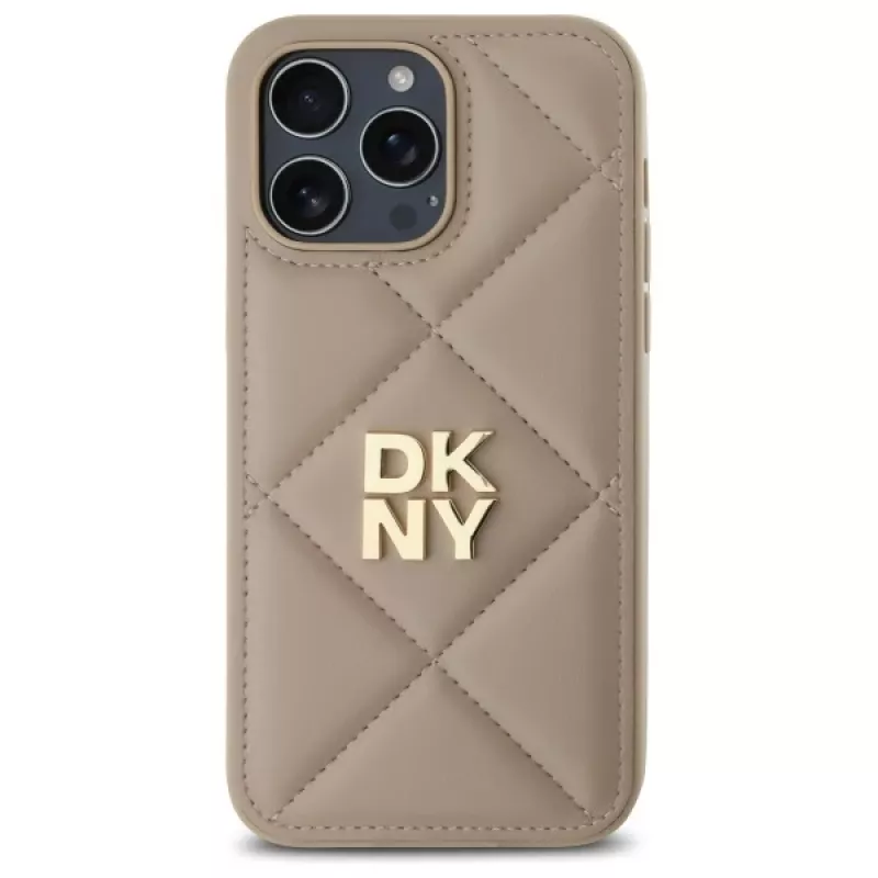 DKNY DKHCP14XPQDSLE cover Quilted Stack Logo per iPhone 14 Pro Max 6,7 pollici - beige