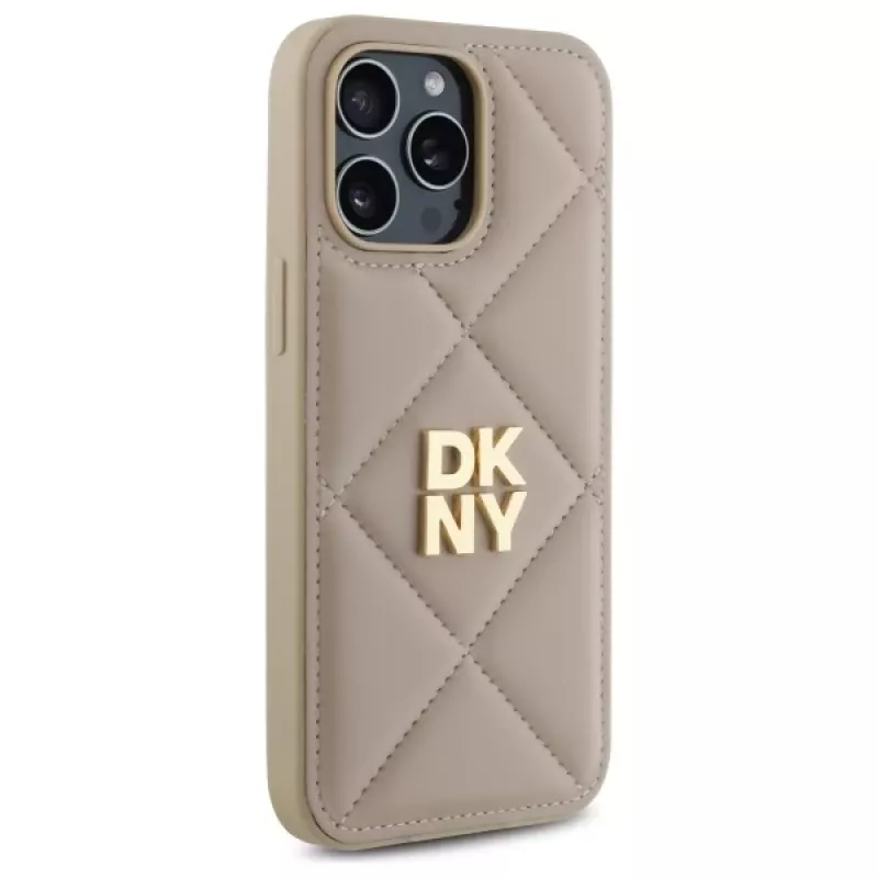 DKNY DKHCP14XPQDSLE cover Quilted Stack Logo per iPhone 14 Pro Max 6,7 pollici - beige
