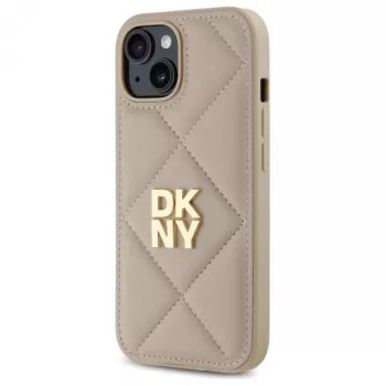 DKNY DKHCP15SPQDSLE cover Quilted Stack Logo per iPhone 15 6,1 pollici beige