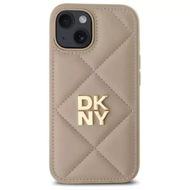 DKNY DKHCP15SPQDSLE cover Quilted Stack Logo per iPhone 15 6,1 pollici beige