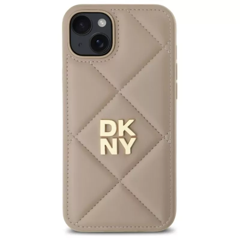 DKNY DKHCP15MPQDSLE cover posteriore Quilted Stack Logo per iPhone 15 Plus - beige