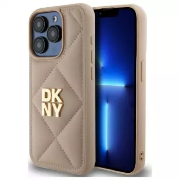 DKNY DKHCP15XPQDSLE cover posteriore Quilted Stack Logo per Apple iPhone 15 Pro Max 6,7 pollici beige