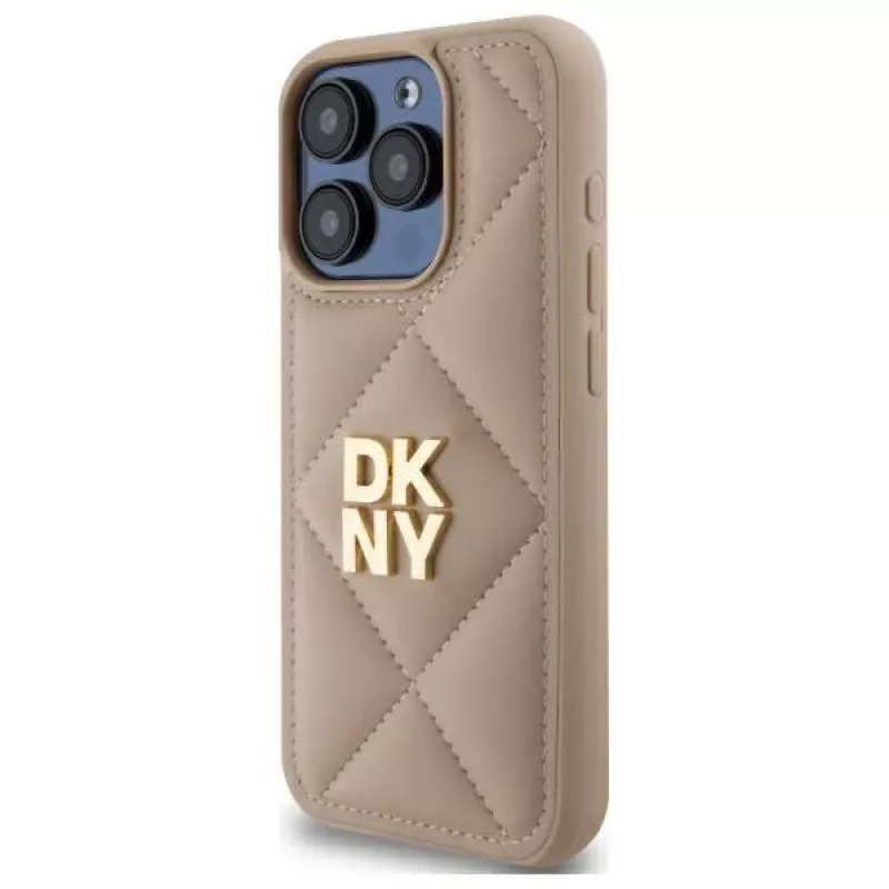 DKNY DKHCP15XPQDSLE cover posteriore Quilted Stack Logo per Apple iPhone 15 Pro Max 6,7 pollici beige