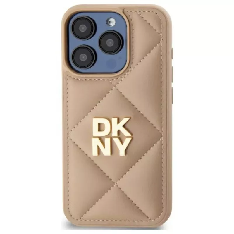 DKNY DKHCP15XPQDSLE cover posteriore Quilted Stack Logo per Apple iPhone 15 Pro Max 6,7 pollici beige