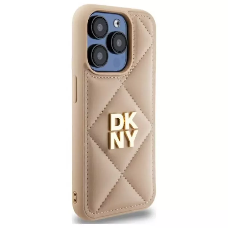 DKNY DKHCP15XPQDSLE cover posteriore Quilted Stack Logo per Apple iPhone 15 Pro Max 6,7 pollici beige