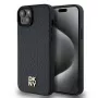 DKNY DKHMP15SPSHRPSK Custodia rigida per iPhone 15/14/13 6,1 inch nero effetto pelle logo metallo MagSafe