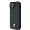 DKNY DKHMP15MPSHRPSK Custodia rigida iPhone 15 Plus / 14 Plus 6,7 inch nero pelle motivo monogramma logo metallo MagSafe