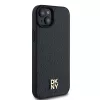 DKNY DKHMP15MPSHRPSK Custodia rigida iPhone 15 Plus / 14 Plus 6,7 inch nero pelle motivo monogramma logo metallo MagSafe